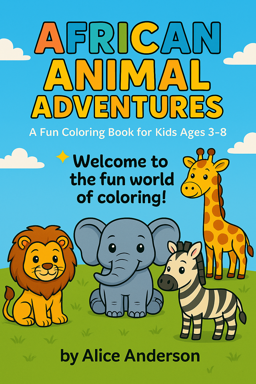 African Savanna Animals Coloring Book for Kids Ages 3–8 cover