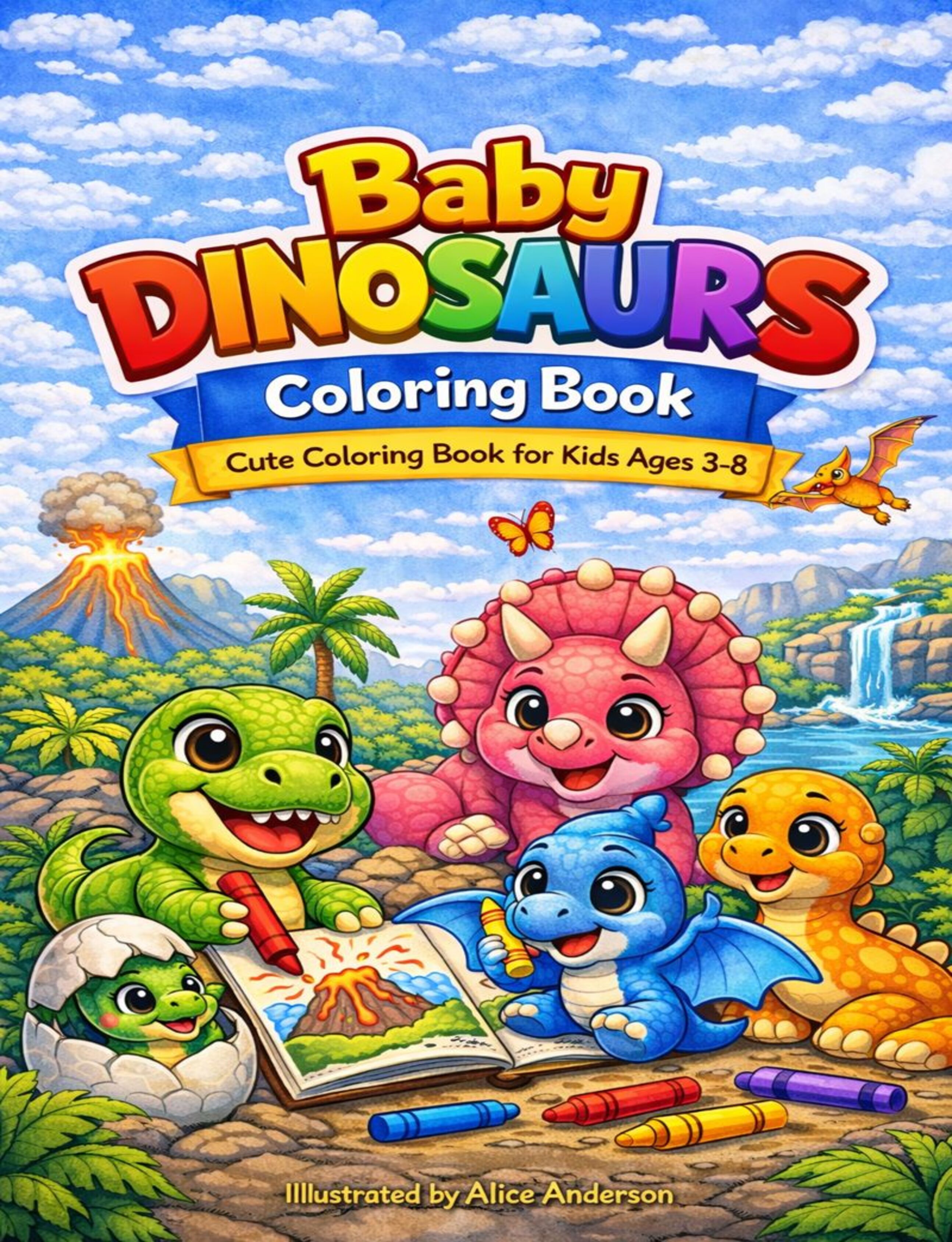 Baby Dinosaurs Coloring Book for Kids Ages 3–8 cover